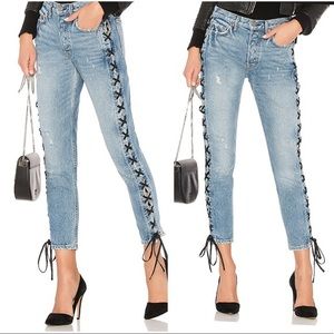 GRLFRND Karolina High Rise Side Tie Skinny Jeans